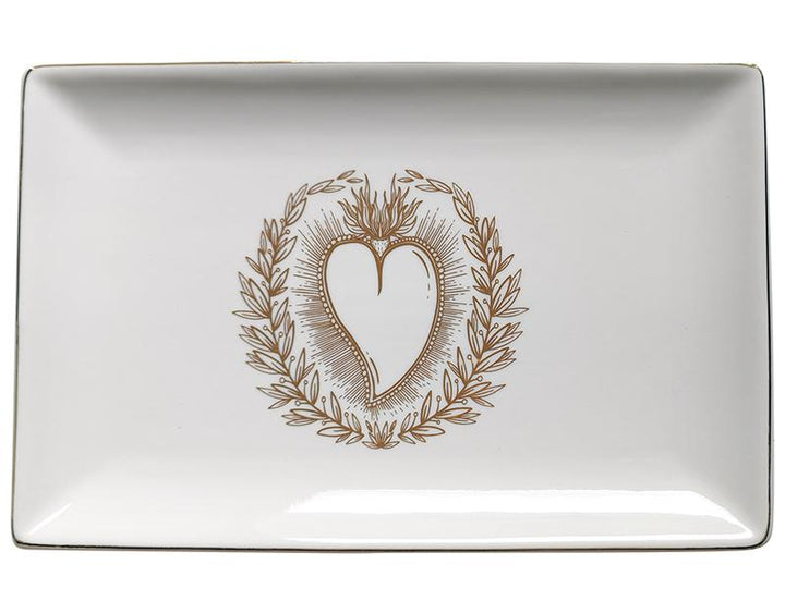 Photo n°1 du produit Coupelle céramique ex-voto blanc et doré 25x16.5cm-535T25-0
