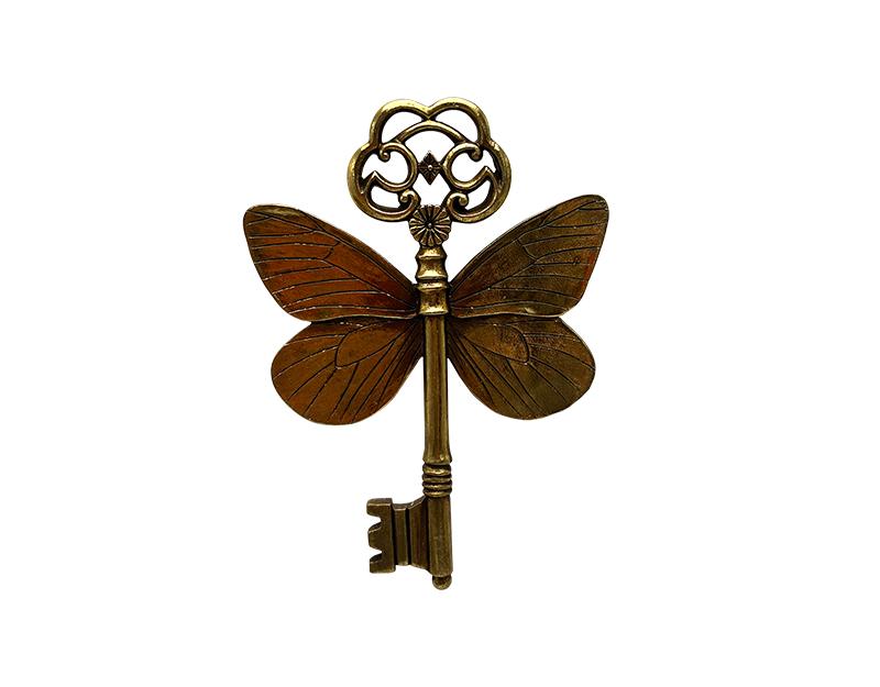 Photo n°1 du produit Déco murale clé ailes doré 10.8x15cm-433T15-0