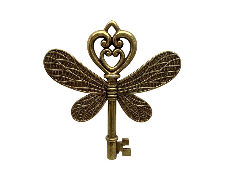 Photo n°1 du produit Déco murale clé ailes doré 16x17.3cm-481T17-0