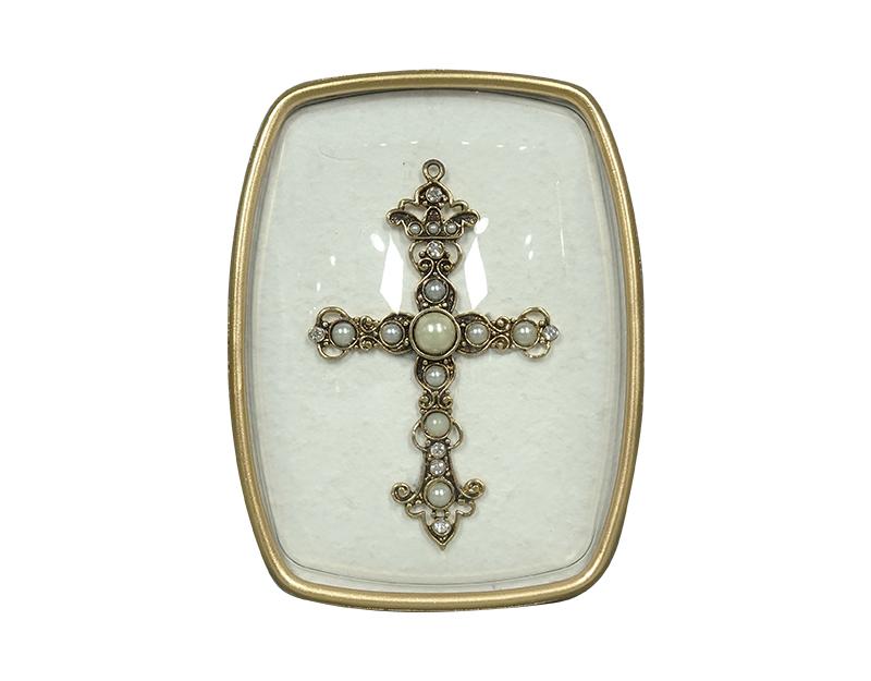 Photo n°1 du produit Déco murale croix encadrée 12x4,7x15cm-441T15-0
