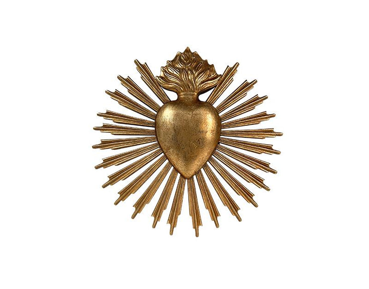 Photo n°1 du produit Déco murale ex-voto coeur soleil doré 25x25cm-929T25-0