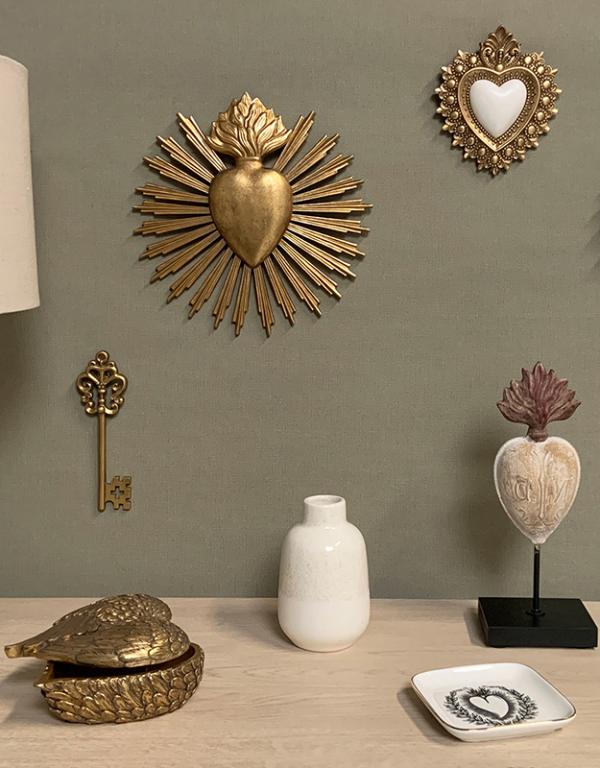 Photo n°2 du produit Déco murale ex-voto coeur soleil doré 25x25cm-929T25-0