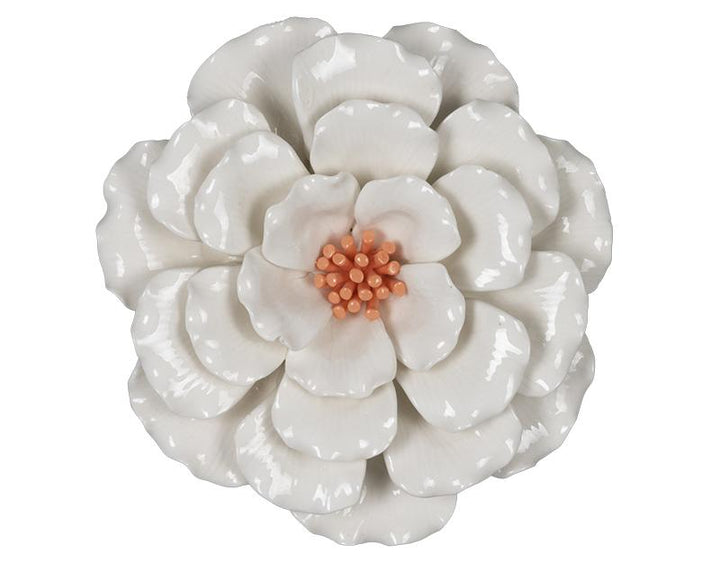 Photo n°1 du produit Déco murale fleur céramique blanc orange 20.5cm-491C20-0
