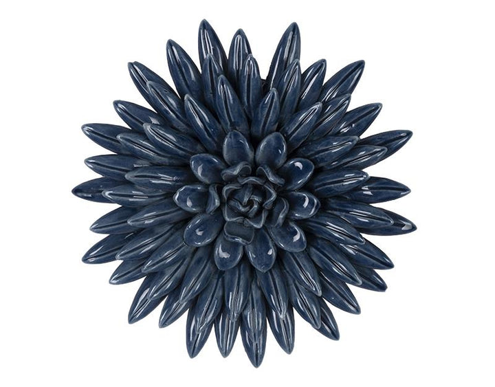 Photo n°1 du produit Déco murale fleur céramique bleu 17.4cm-492C17-0