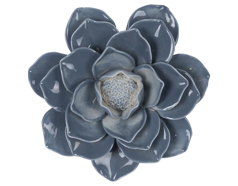 Photo n°1 du produit Déco murale fleur céramique bleu 20.5cm-500C20-0