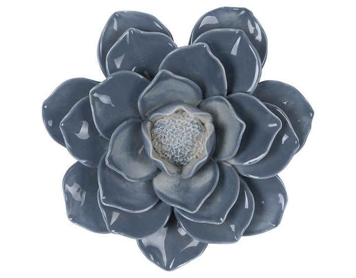 Photo n°1 du produit Déco murale fleur céramique bleu 20.5cm-500C20-0