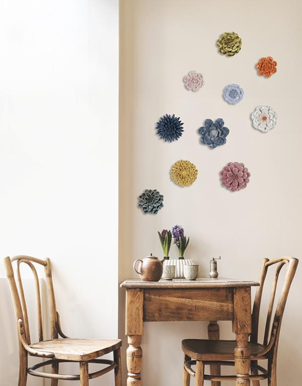 Photo n°4 du produit Déco murale fleur céramique bleu 20.5cm-500C20-0