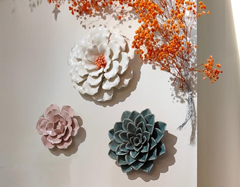 Photo n°2 du produit Déco murale fleur céramique vert 17.8cm-499C17-0