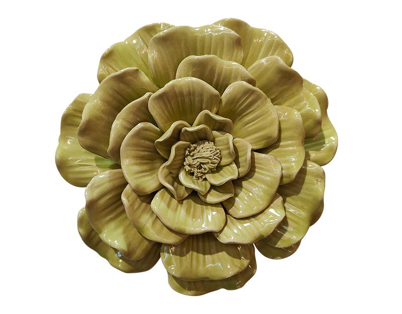 Photo n°1 du produit Déco murale fleur céramique vert anis 17.5cm-495C17-0