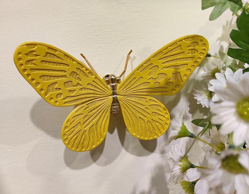 Photo n°2 du produit Déco murale papillon jaune 18.4x12.5x6cm-529JT18-0