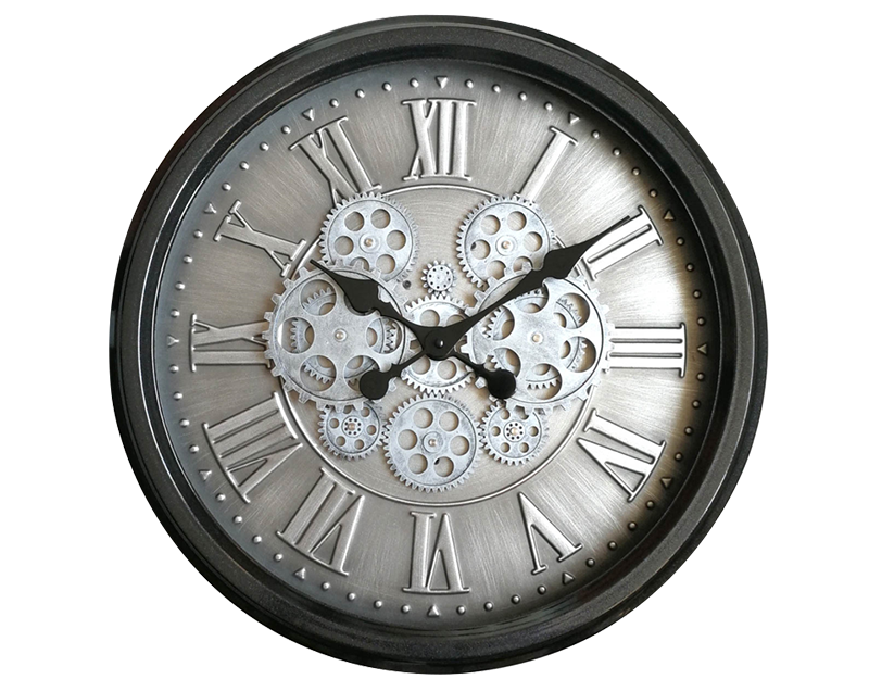 Photo n°1 du produit Horloge mécanismes noir fond argenté 52.5cm-H391C52-0
