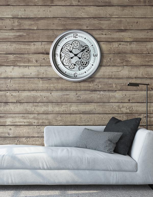 Photo n°3 du produit Horloge moderne argentée à mécanismes 52cm-H323C52-0