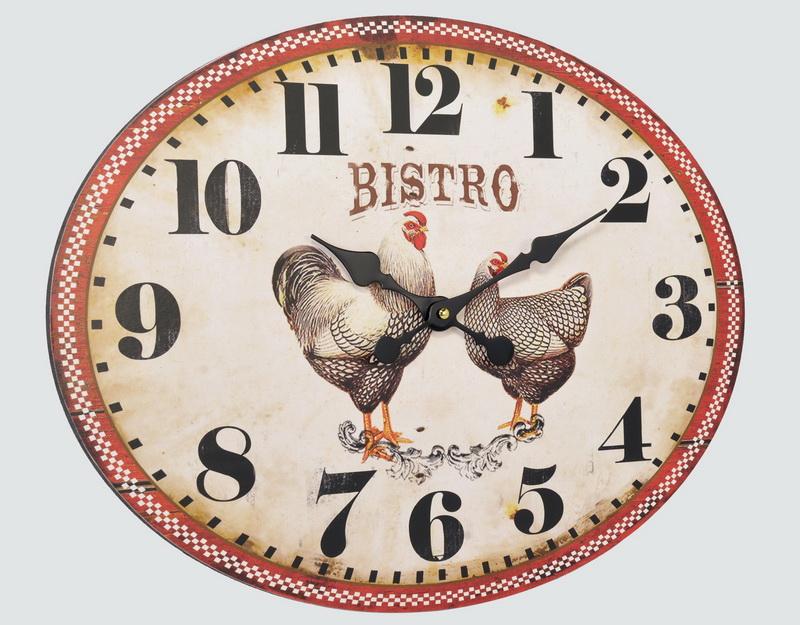 Photo n°1 du produit Horloge ovale poules 39x49cm-H197T50-0