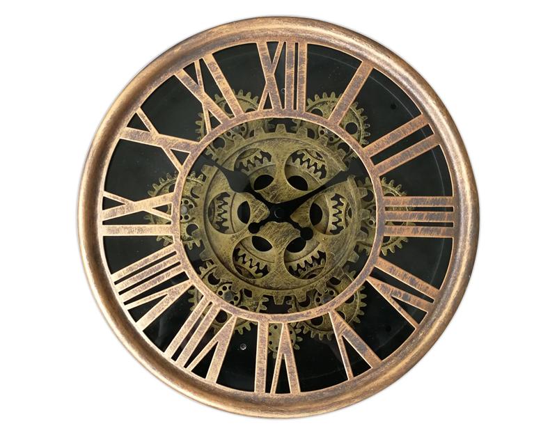 Photo n°1 du produit Horloge ronde dorée mécanisme apparent 25x6x25cm-H293C25-0