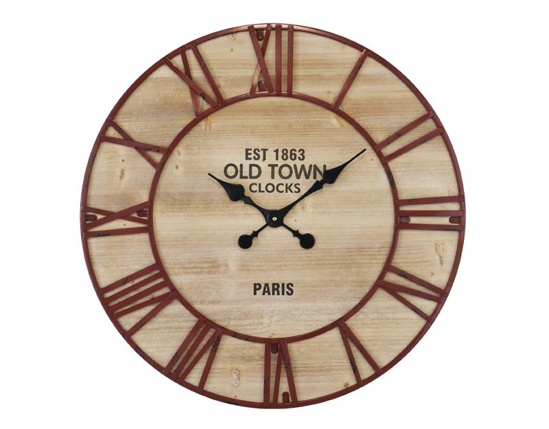 Photo n°1 du produit Horloge ronde en bois et métal rouillé 70cm-H306C70-0