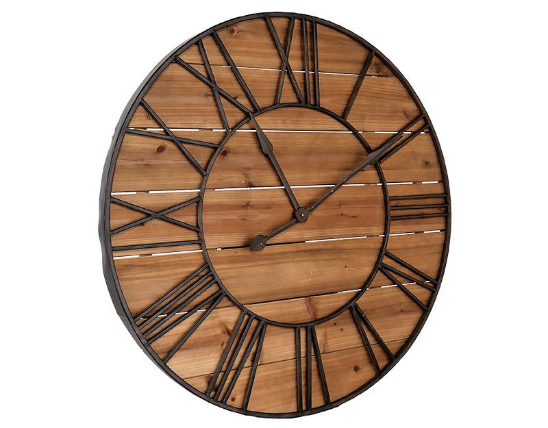 Photo n°2 du produit Horloge ronde métal et bois 90cm-H271C90-0