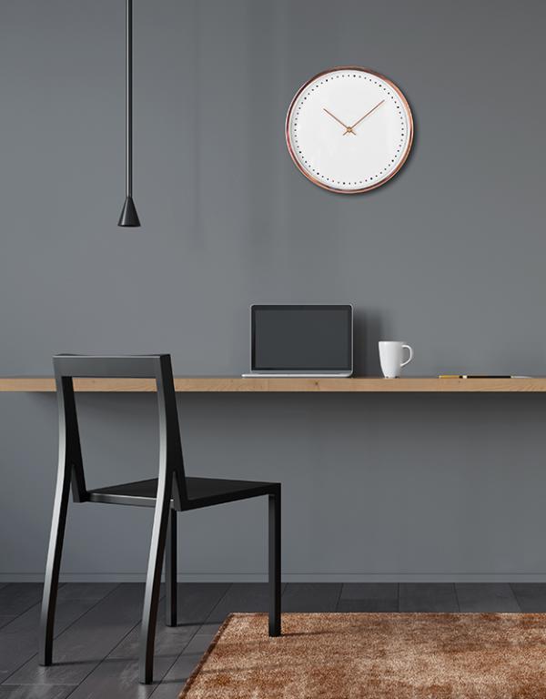Photo n°2 du produit Horloge ronde or rose et blanche 30cm-H212C30-0