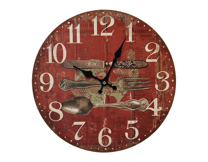 Photo n°1 du produit Horloge vintage couverts rouge 34cm-H304C34-0
