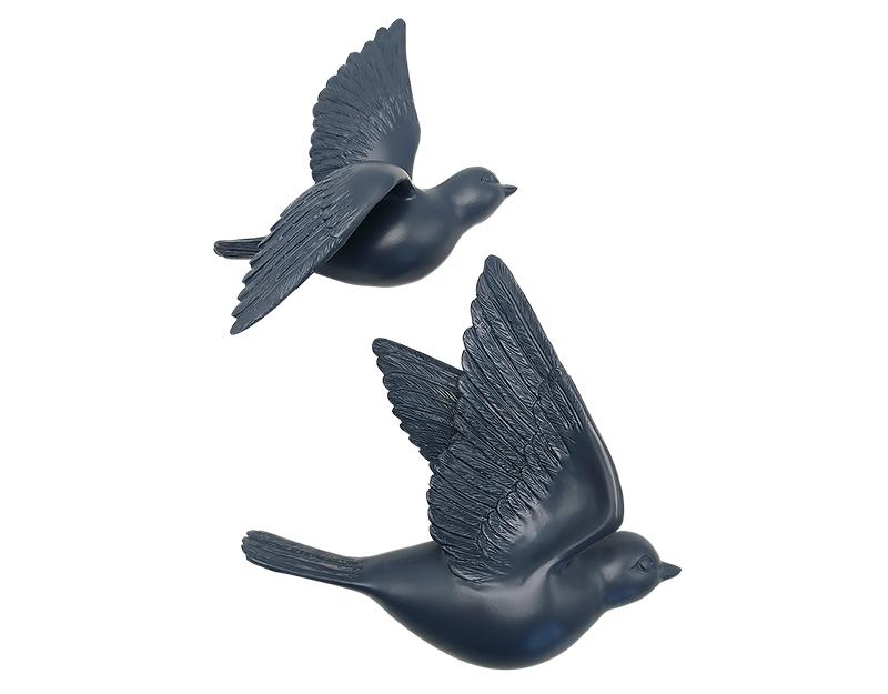 Photo n°1 du produit Lot de 2 déco murales oiseaux bleus 12,5x15cm-212BTTT-0