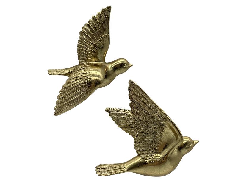Photo n°1 du produit Lot de 2 déco murales oiseaux dorés 12,5x15cm-211TTT-0
