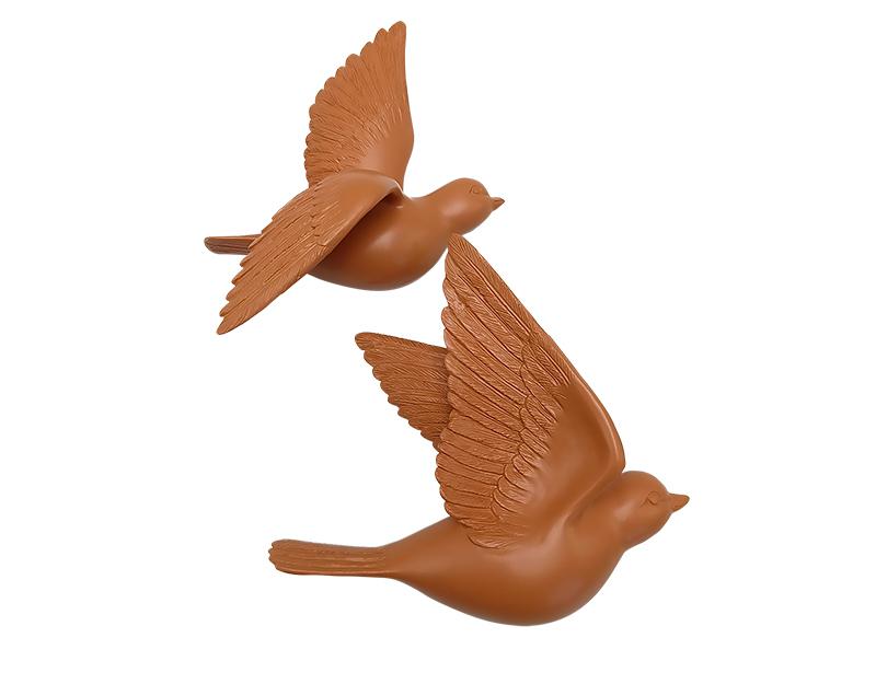 Photo n°1 du produit Lot de 2 déco murales oiseaux oranges 12,5x15cm-212TTT-0
