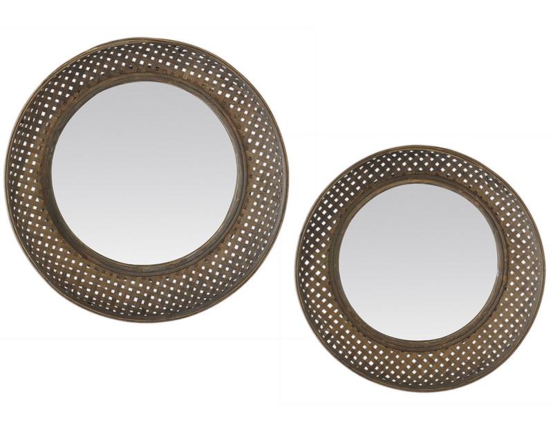Photo n°1 du produit Lot de 2 miroirs en bambou 48 et 55cm-GR219TTT-0