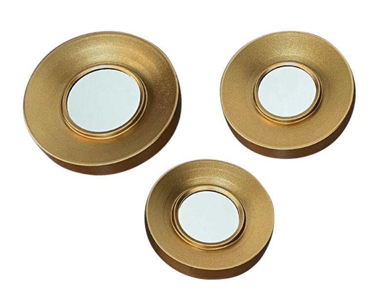 Photo n°1 du produit Lot de 3 miroirs métal doré ronds 30/26/24cm-GR225TTT-0