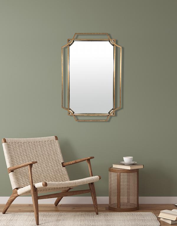 Photo n°2 du produit Miroir art déco en métal doré 60x90cm-GP915T90-0