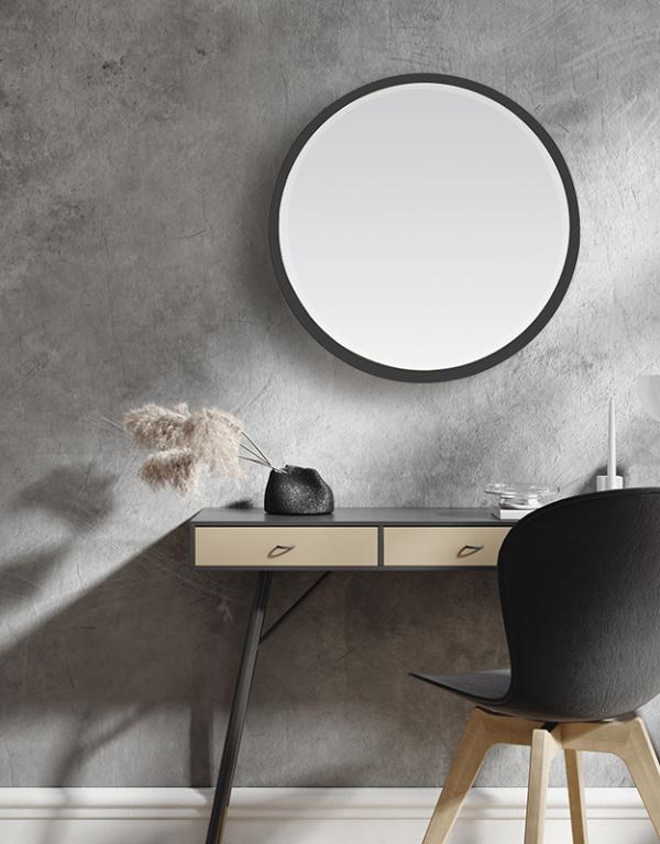 Photo n°2 du produit Miroir biseauté rond à bords larges noir 54x54x4cm-GR290NC54-0