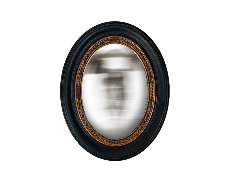 Photo n°1 du produit Miroir convexe ovale noir et doré 24x19cm-GO120T24-0