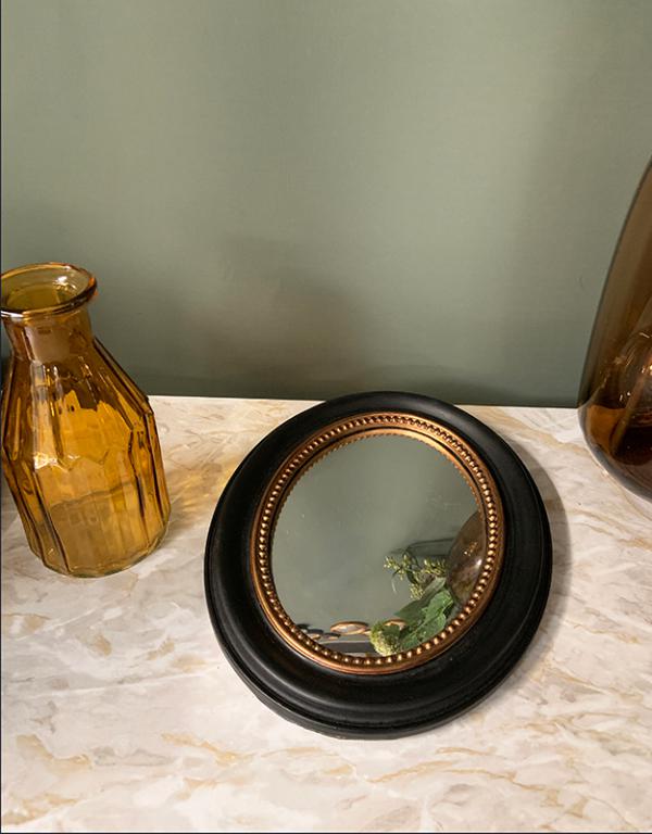 Photo n°2 du produit Miroir convexe ovale noir et doré 24x19cm-GO120T24-0