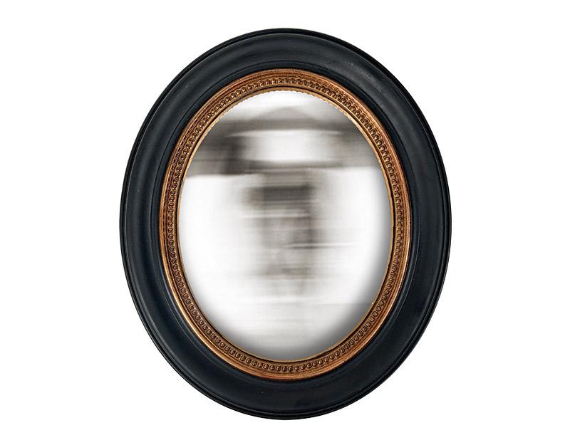 Photo n°1 du produit Miroir convexe ovale noir et doré 34,8x29,5cm-GO120T34-0