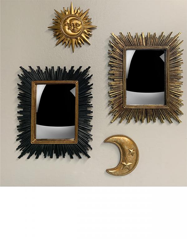 Photo n°2 du produit Miroir convexe rectangle noir et doré 23,4x28,2cm-GP916NT28-0