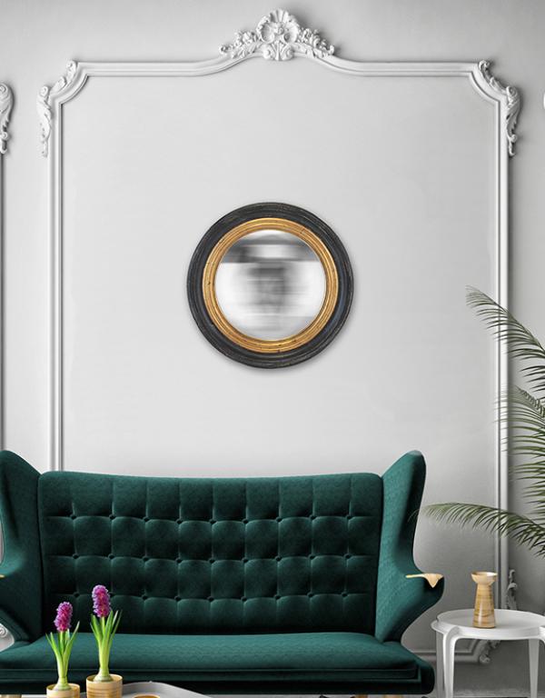 Photo n°2 du produit Miroir convexe rond noir et doré 50cm int et 64cm ext-GR170C50-0