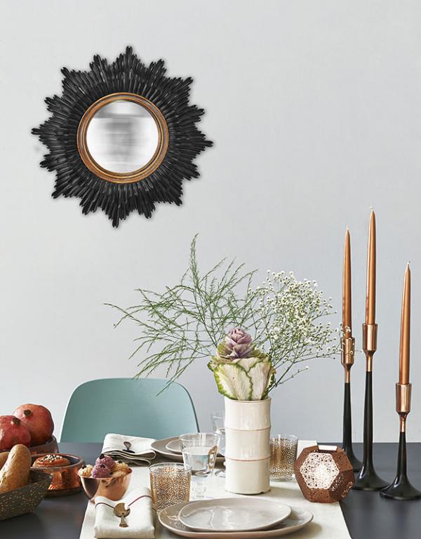 Photo n°2 du produit Miroir convexe soleil noir et doré 30cm-GR213C30-0