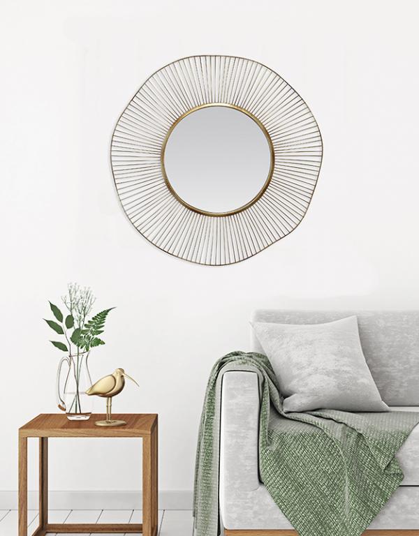 Photo n°2 du produit Miroir design rond en métal doré 75cm-GR148OC00-0