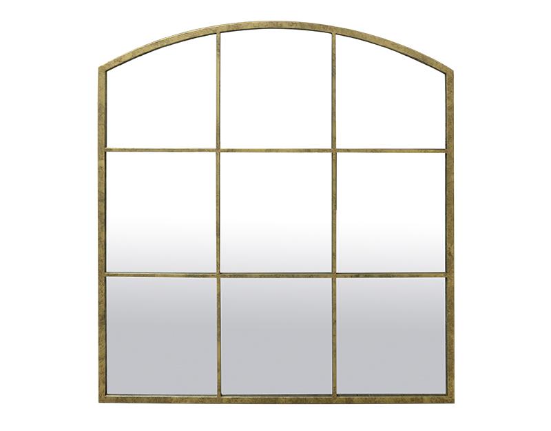 Photo n°1 du produit Miroir fenêtre arc en métal doré 100x100cm-GP912C100-0