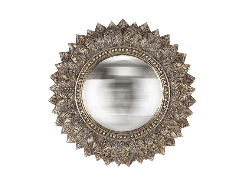 Photo n°1 du produit Miroir feuilles convexe doré 24.3cm-GR751C24-0