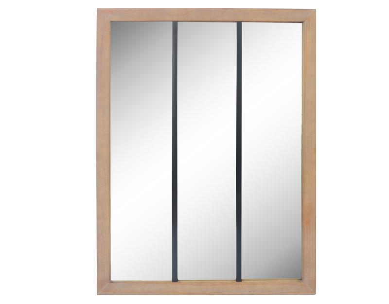 Photo n°1 du produit Miroir industriel bois et métal 85x113cm-GP496CT113-0
