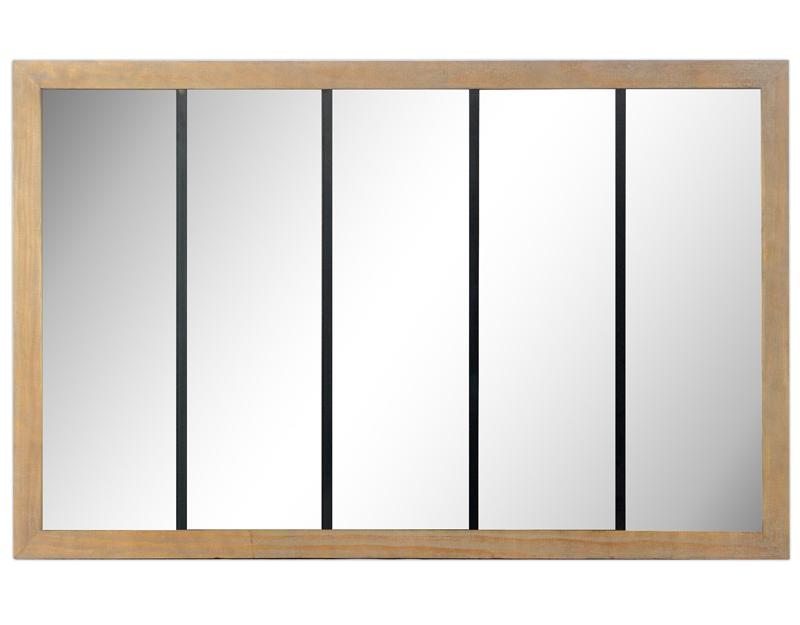 Photo n°1 du produit Miroir industriel en bois et métal 90x140cm-GP697CT140-0