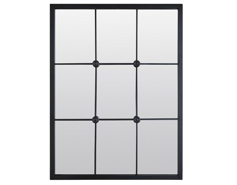 Photo n°1 du produit Miroir industriel noir avec cabochons 80x60cm-GP230T80-0