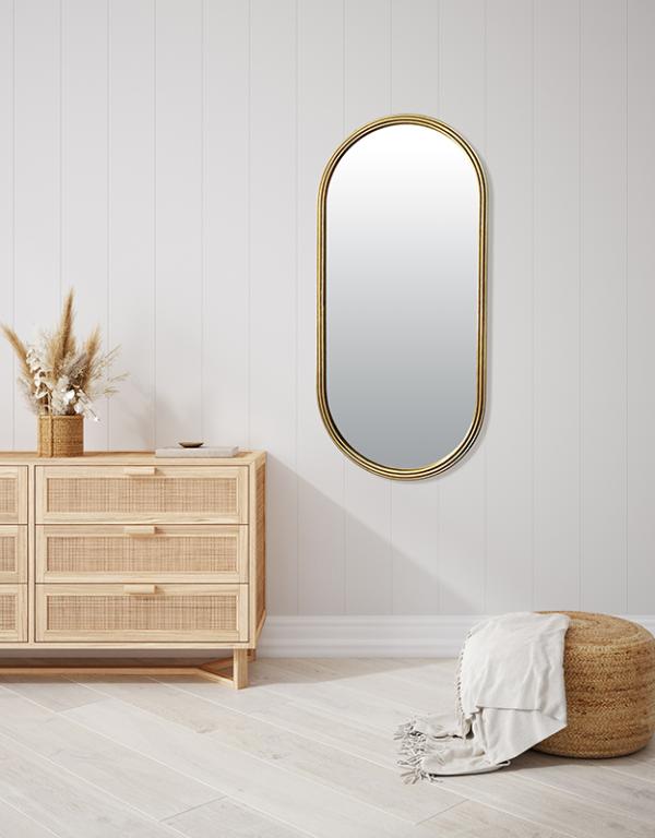 Photo n°2 du produit Miroir métal doré oblong épais 60x130cm-GP253T130-0