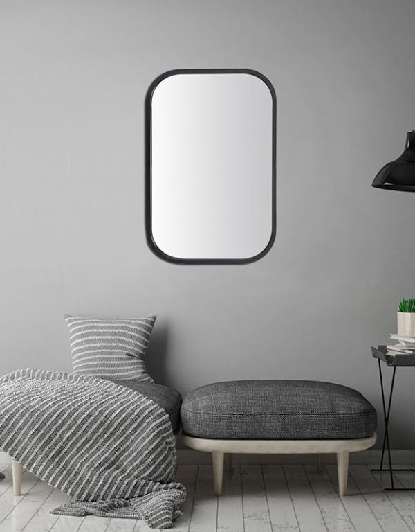 Photo n°2 du produit Miroir métal noir arrondi 40x60cm-GP626T46-0