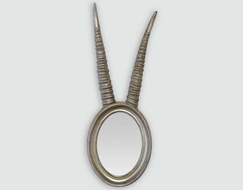 Photo n°1 du produit Miroir ovale argenté corne de gazelle 17x48cm-GO549AGT00-0