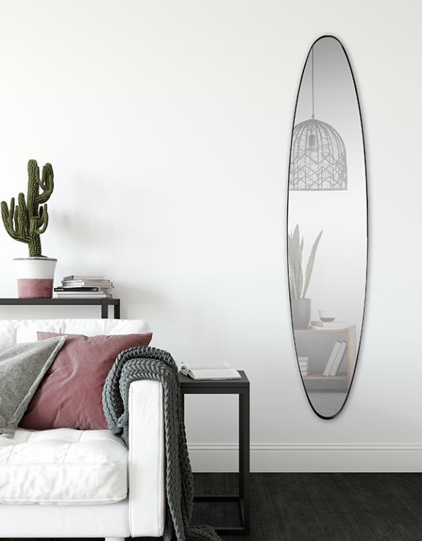 Photo n°3 du produit Miroir ovale aux bords fins noir 24x118cm-GO419NT118-0