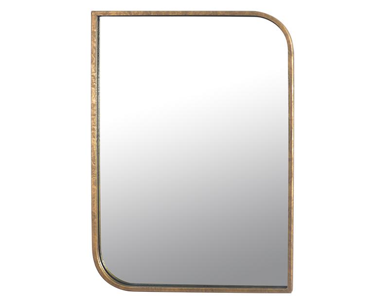 Photo n°1 du produit Miroir rectangle au coins asymétriques arrondis métal doré 76x56cm-GP446T76-0