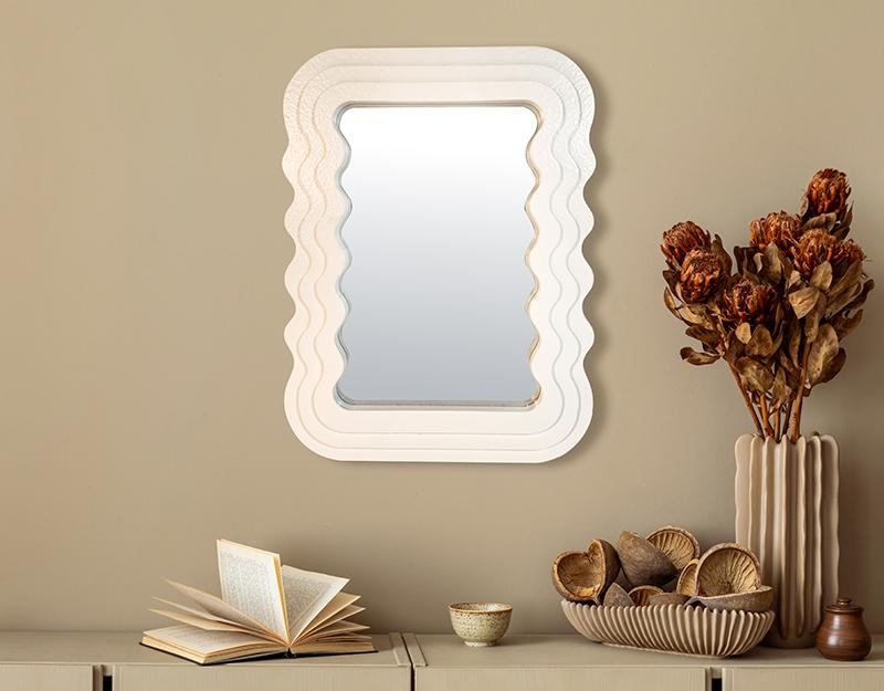 Photo n°2 du produit Miroir rectangulaire ondulé blanc 29,5x40cm-GP451T40-0