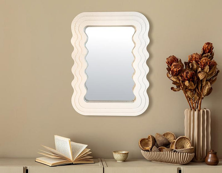 Photo n°2 du produit Miroir rectangulaire ondulé blanc 29,5x40cm-GP451T40-0