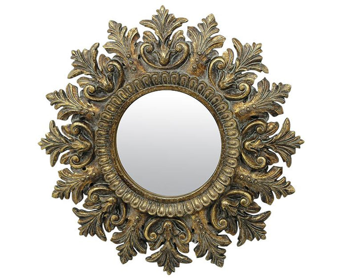 Photo n°1 du produit Miroir rond baroque patiné 30 cm-GR702C30-0