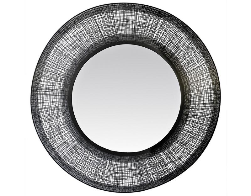 Photo n°1 du produit Miroir rond contour filaire noir 90cm-GR212C90-0